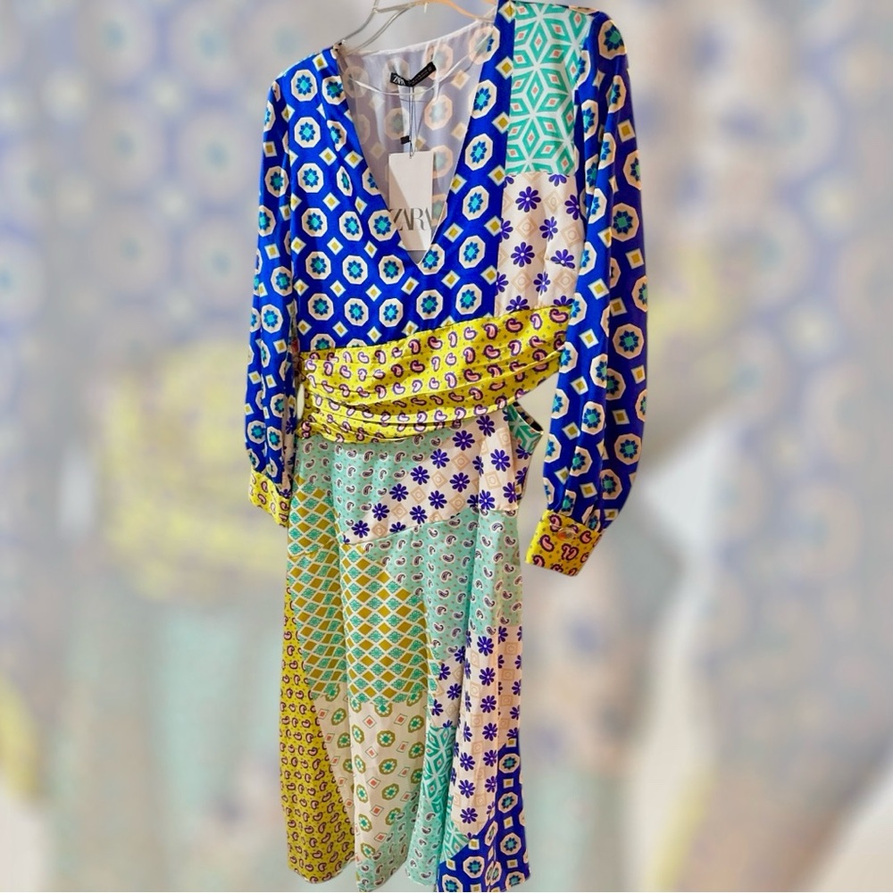 💙 PATCHWORK PRINT MIDI DRESS - Picture 12 of 13